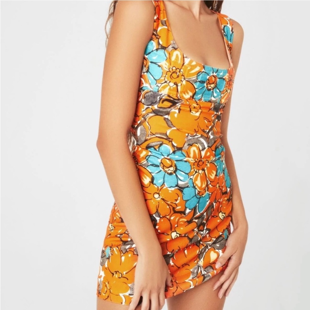 Miaou Parisian flower orange Vivi dress MEDIUM